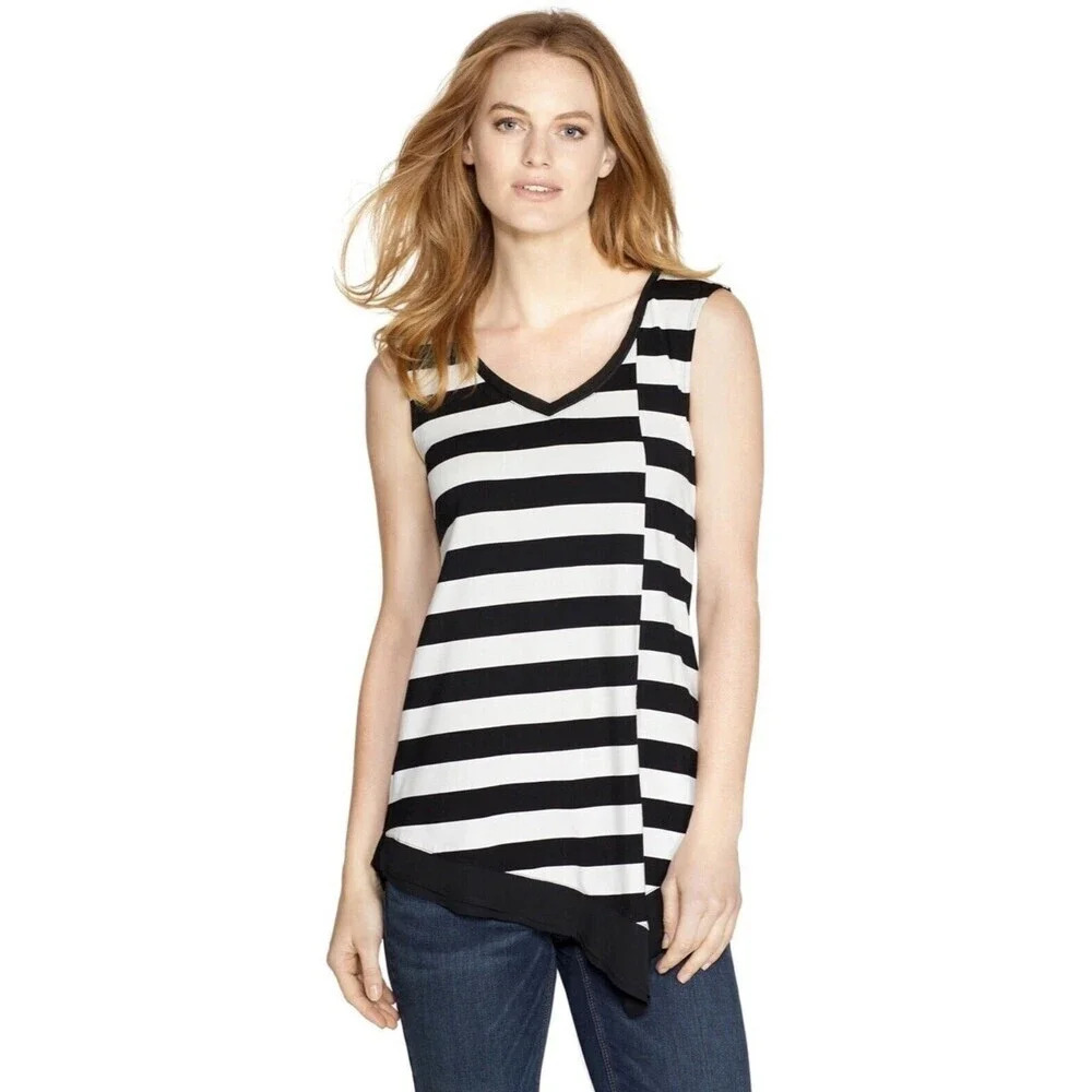 White House Black Market Women S Striped Asymmetrical Tank Tunic Top Blouse